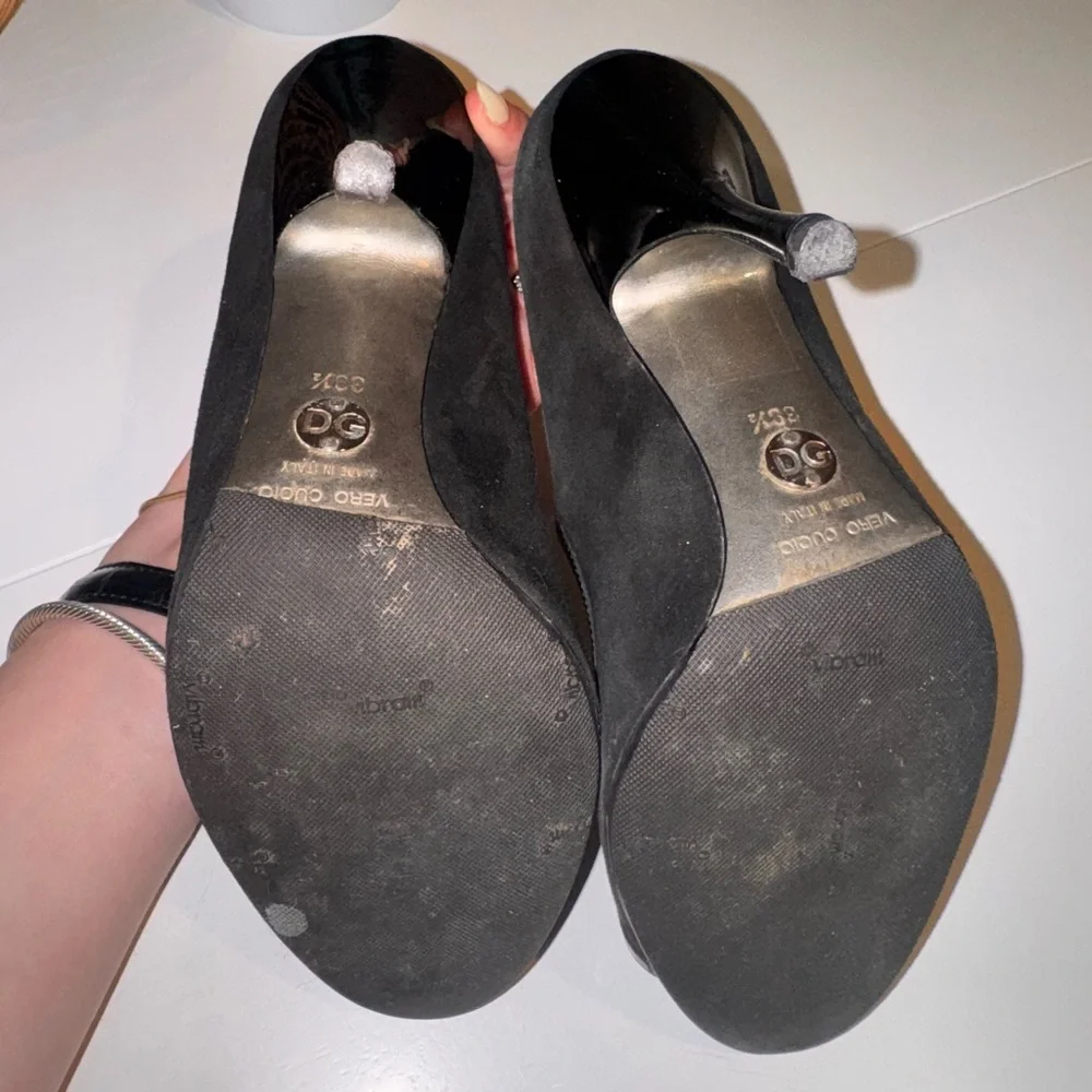 Dolce & Gabbana Black Strappy Suede Heels - Picture 7 of 9